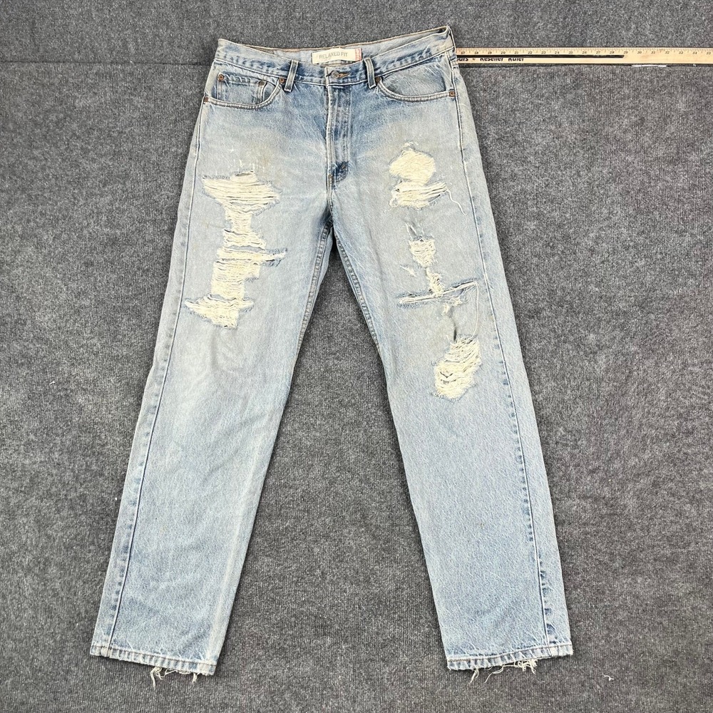 Levis 550 Jeans Mens Size 36x34 Light Wash Distressed Relaxed Tapered